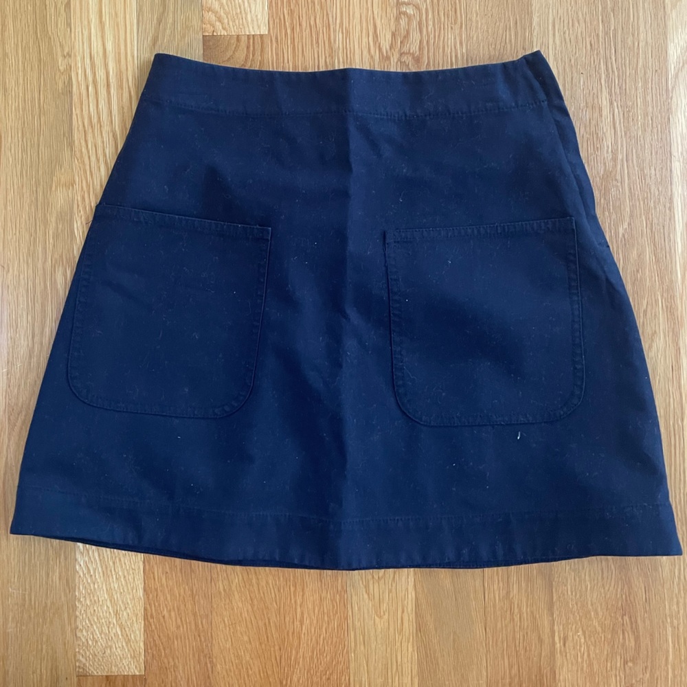 COS Navy Cotton Mini Skirt Side Zip Size 4